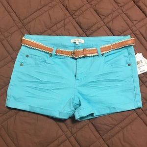 Brand new blue shorts with belt!